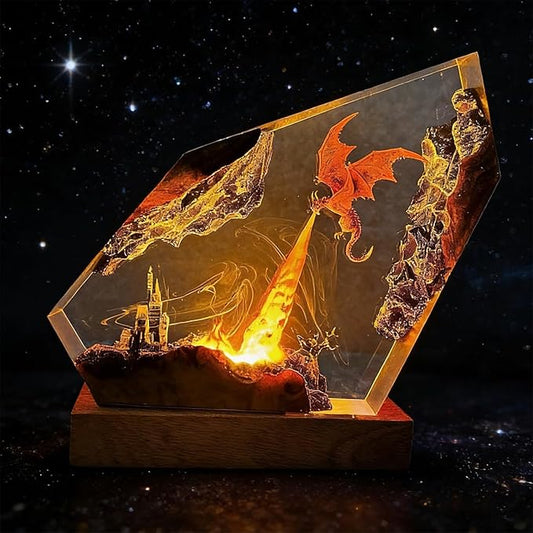 Handmade Fire-Breathing Dragon Resin Lamp
